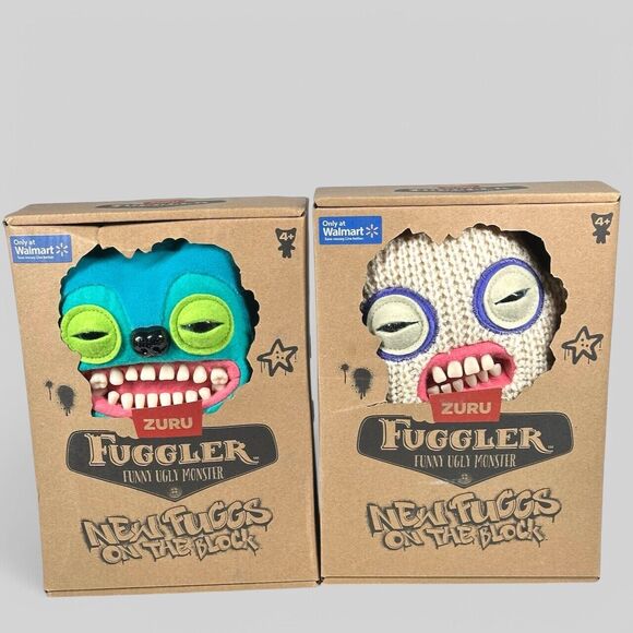 FUGGLER New Fuggs On The Block  Zuru UGLY MONSTERS LOT of 2 Plush Needles & Grin - Picture 1 of 4